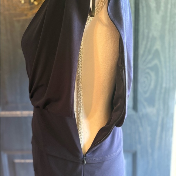 $125 LAUNDRY BY SHELLI SEGAL Navy Blue Tulip Tiered Sleeveless Cocktail Dress 4 - Picture 6 of 13